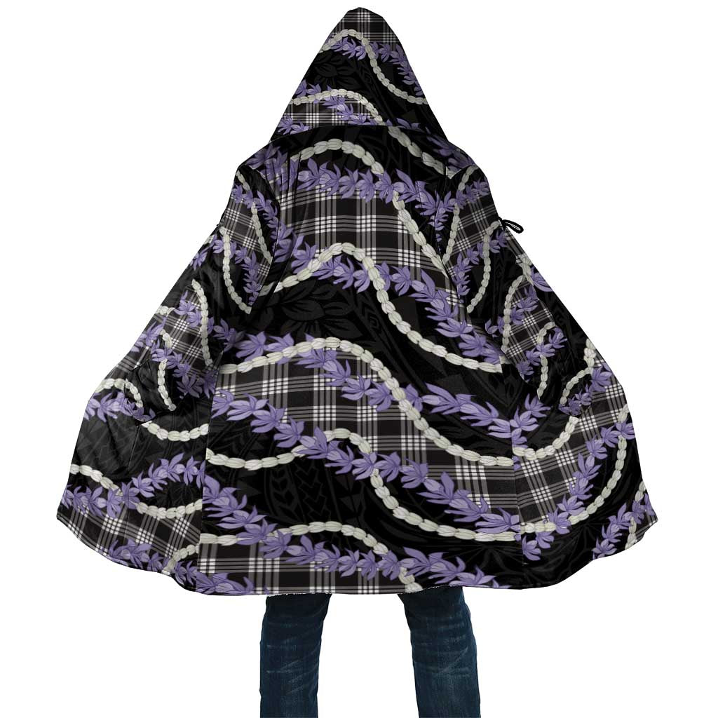 Black Hawaii Palaka Honohono Pikake Cloak Hawaiian Orchid Lei Polynesian Pattern - Polynesian Pride