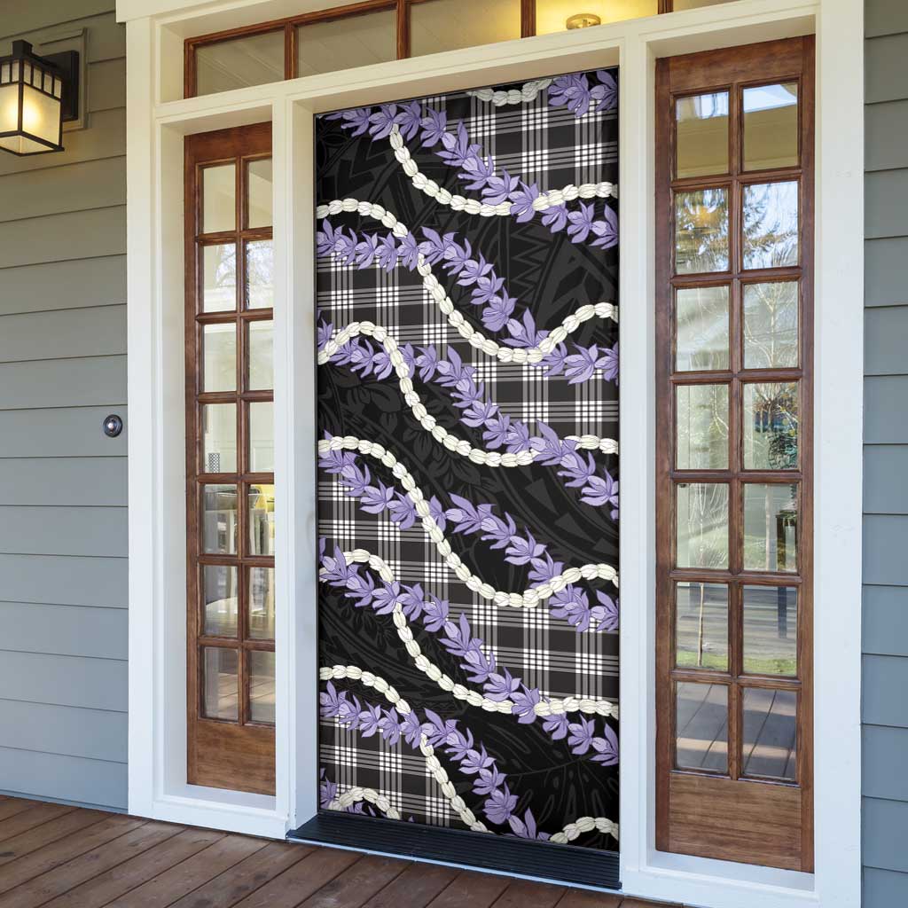 Black Hawaii Palaka Honohono Pikake Door Cover Hawaiian Orchid Lei Polynesian Pattern - Polynesian Pride