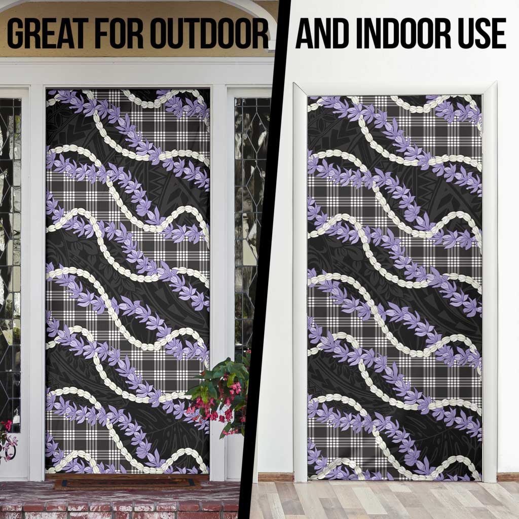 Black Hawaii Palaka Honohono Pikake Door Cover Hawaiian Orchid Lei Polynesian Pattern - Polynesian Pride