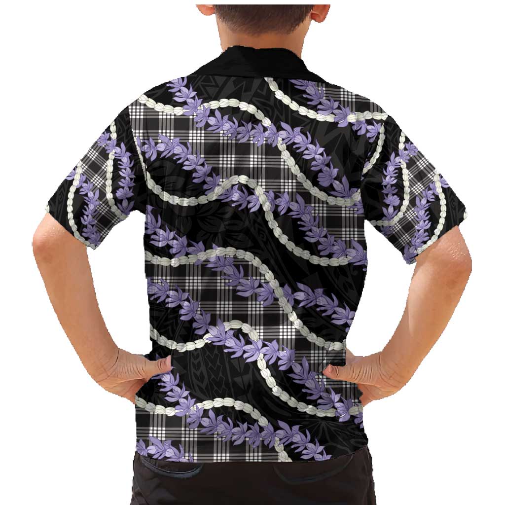 Black Hawaii Palaka Honohono Pikake Family Matching Mermaid Dress and Hawaiian Shirt Hawaiian Orchid Lei Polynesian Pattern - Polynesian Pride