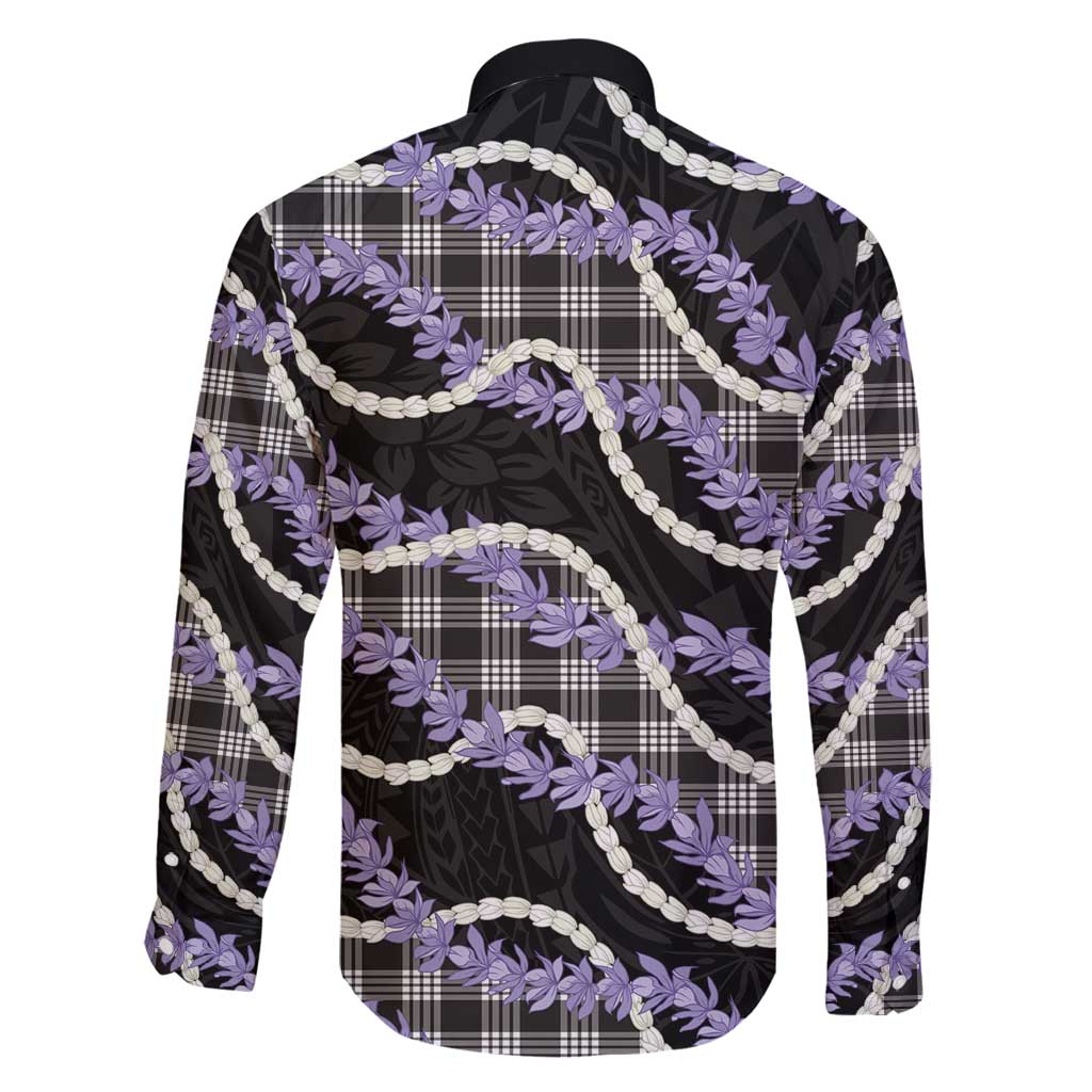 Black Hawaii Palaka Honohono Pikake Family Matching Off Shoulder Maxi Dress and Hawaiian Shirt Hawaiian Orchid Lei Polynesian Pattern - Polynesian Pride