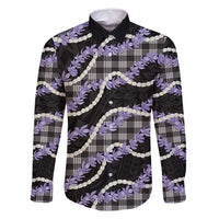 Black Hawaii Palaka Honohono Pikake Family Matching Off Shoulder Short Dress and Hawaiian Shirt Hawaiian Orchid Lei Polynesian Pattern - Polynesian Pride