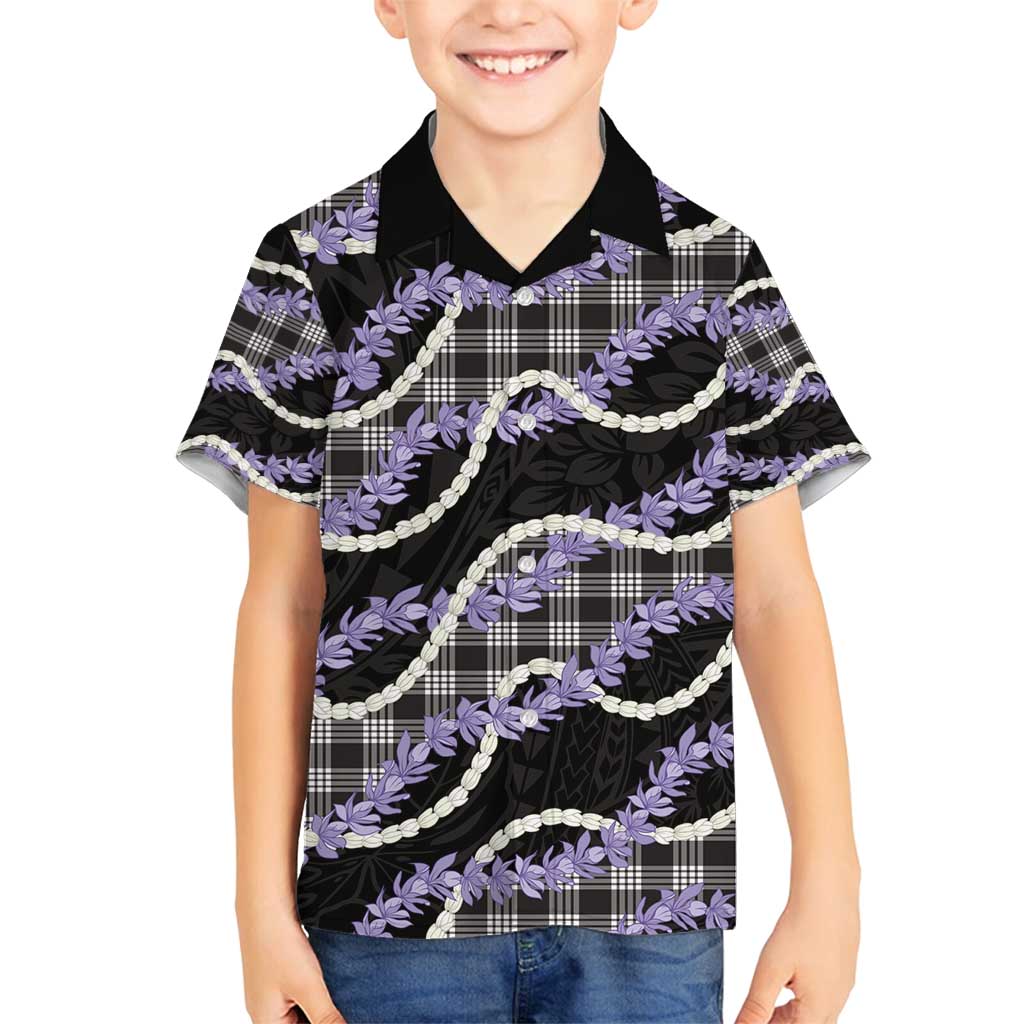 Black Hawaii Palaka Honohono Pikake Family Matching Puletasi and Hawaiian Shirt Hawaiian Orchid Lei Polynesian Pattern - Polynesian Pride