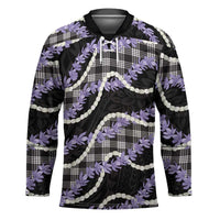 Black Hawaii Palaka Honohono Pikake Hockey Jersey Hawaiian Orchid Lei Polynesian Pattern - Polynesian Pride