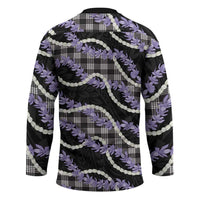 Black Hawaii Palaka Honohono Pikake Hockey Jersey Hawaiian Orchid Lei Polynesian Pattern - Polynesian Pride