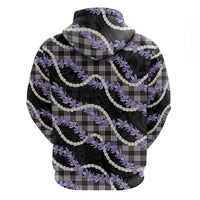 Black Hawaii Palaka Honohono Pikake Hoodie Hawaiian Orchid Lei Polynesian Pattern - Polynesian Pride