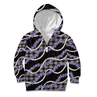 Black Hawaii Palaka Honohono Pikake Kid Hoodie Hawaiian Orchid Lei Polynesian Pattern - Polynesian Pride