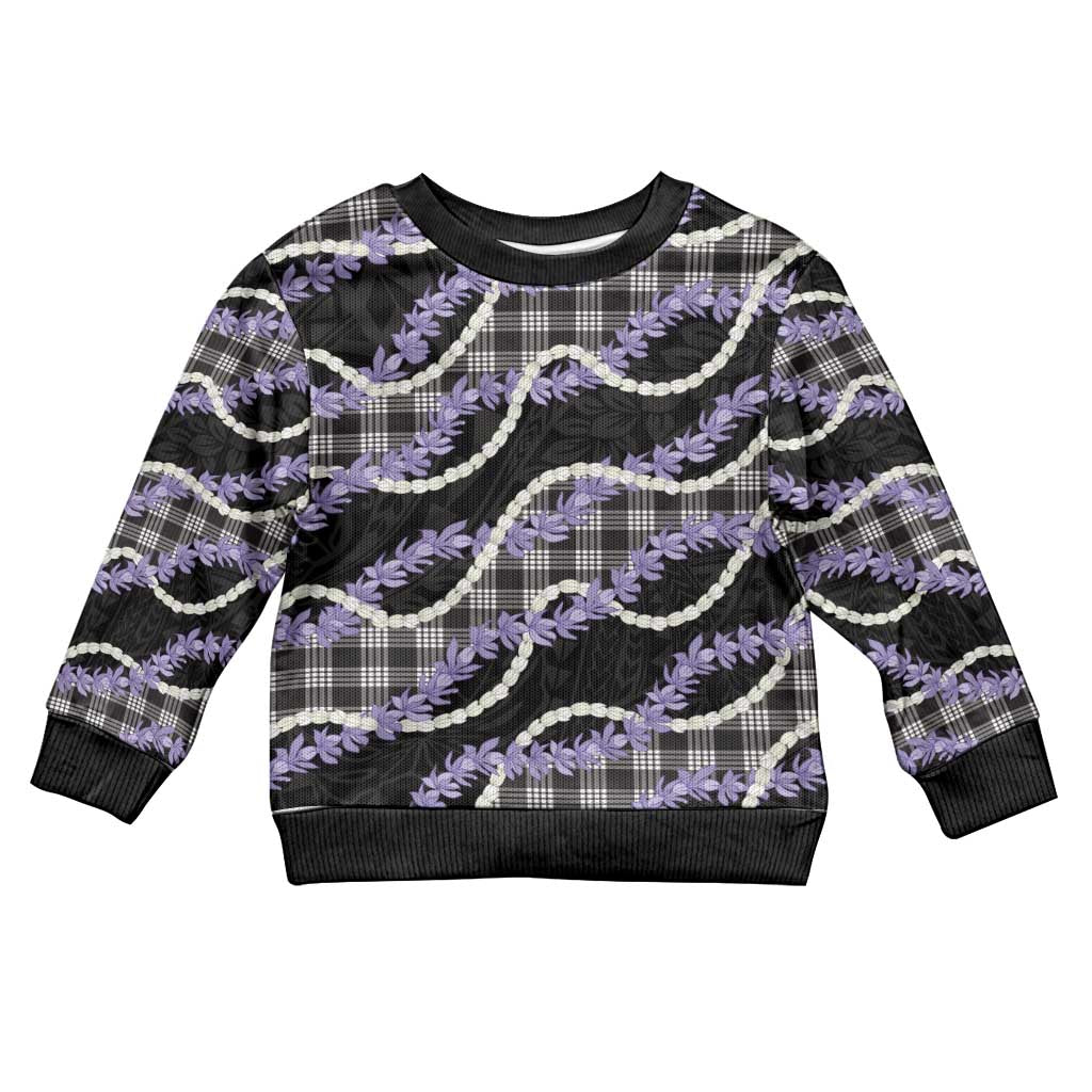 Black Hawaii Palaka Honohono Pikake Kid Ugly Christmas Sweater Hawaiian Orchid Lei Polynesian Pattern - Polynesian Pride