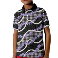 Black Hawaii Palaka Honohono Pikake Kid Polo Shirt Hawaiian Orchid Lei Polynesian Pattern - Polynesian Pride