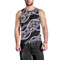 Black Hawaii Palaka Honohono Pikake Men Tank Top Hawaiian Orchid Lei Polynesian Pattern - Polynesian Pride