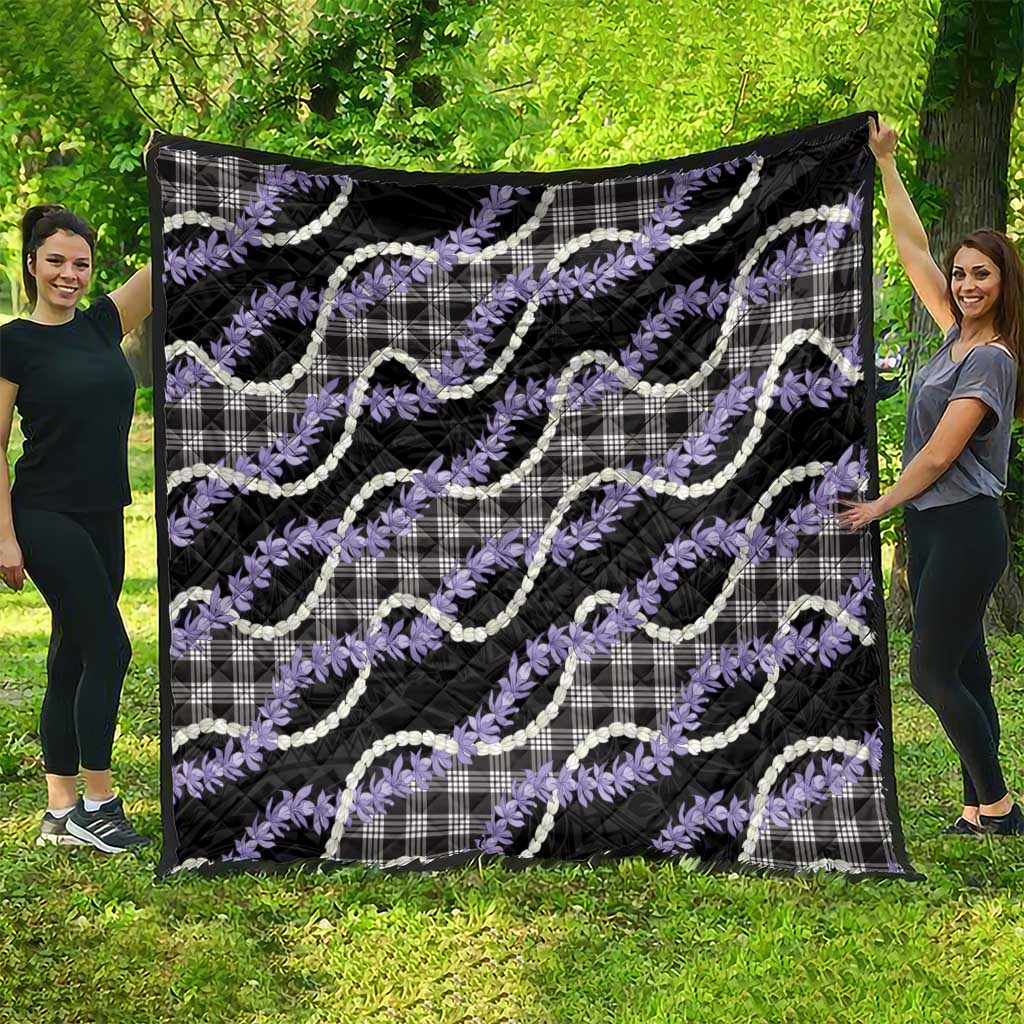 Black Hawaii Palaka Honohono Pikake Quilt Hawaiian Orchid Lei Polynesian Pattern - Polynesian Pride