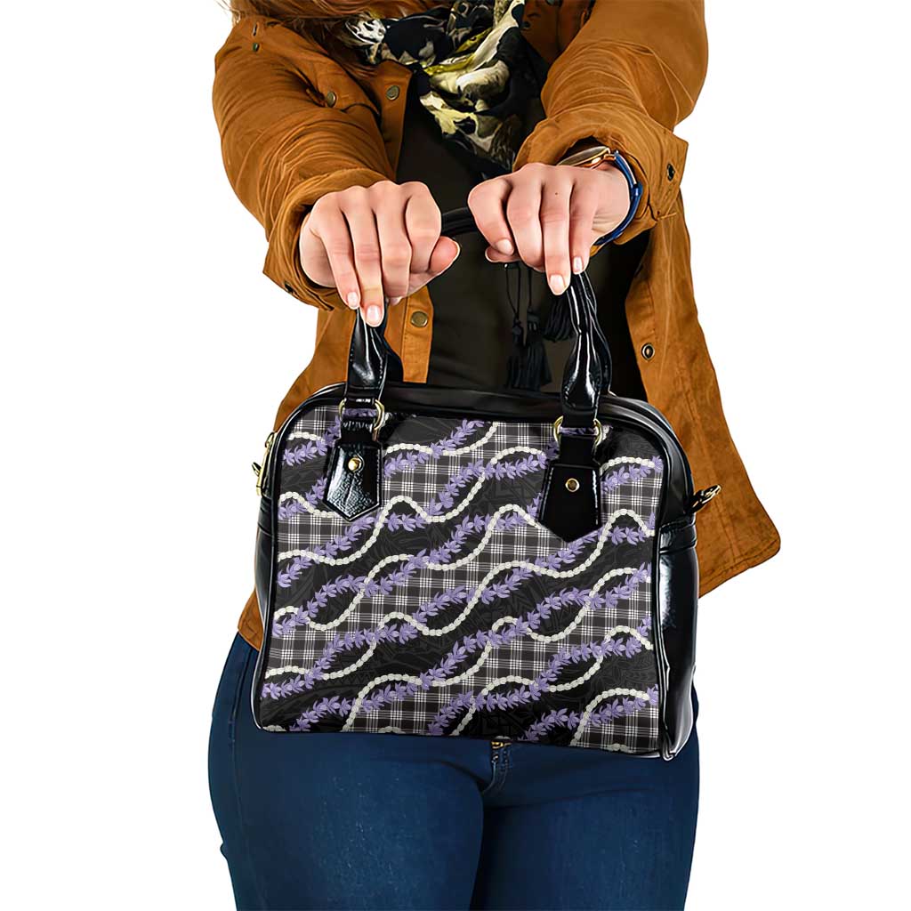 Black Hawaii Palaka Honohono Pikake Shoulder Handbag Hawaiian Orchid Lei Polynesian Pattern - Polynesian Pride