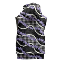 Black Hawaii Palaka Honohono Pikake Sleeveless Zip Hoodie Hawaiian Orchid Lei Polynesian Pattern - Polynesian Pride