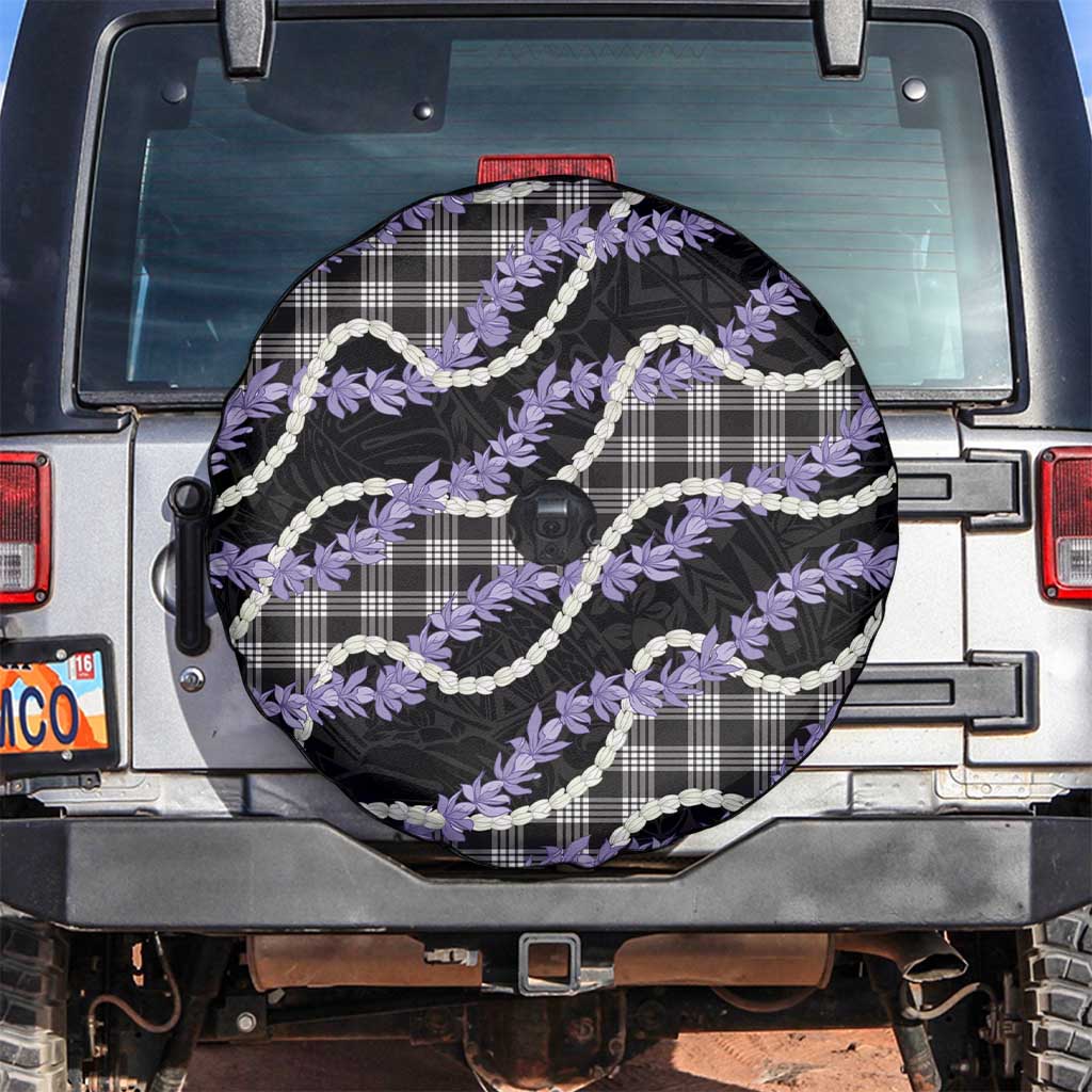 Black Hawaii Palaka Honohono Pikake Spare Tire Cover Hawaiian Orchid Lei Polynesian Pattern - Polynesian Pride