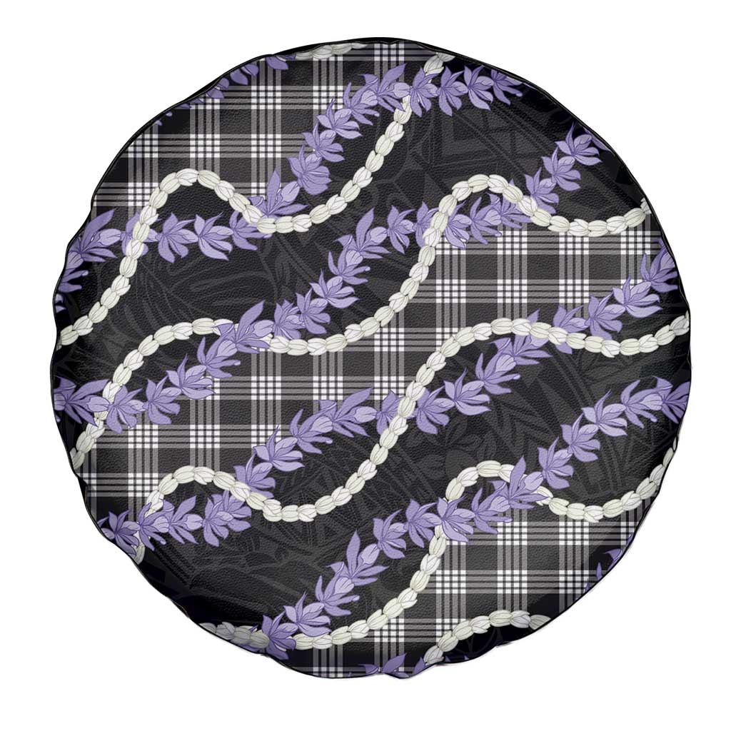 Black Hawaii Palaka Honohono Pikake Spare Tire Cover Hawaiian Orchid Lei Polynesian Pattern - Polynesian Pride