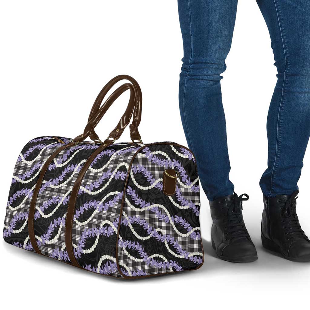 Black Hawaii Palaka Honohono Pikake Travel Bag Hawaiian Orchid Lei Polynesian Pattern - Polynesian Pride