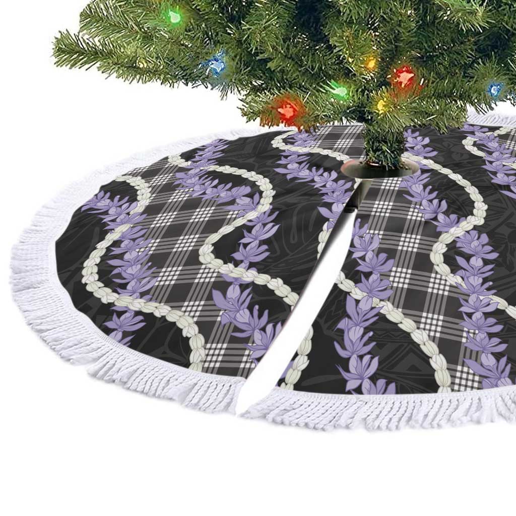 Black Hawaii Palaka Honohono Pikake Tree Skirt Hawaiian Orchid Lei Polynesian Pattern - Polynesian Pride