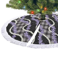 Black Hawaii Palaka Honohono Pikake Tree Skirt Hawaiian Orchid Lei Polynesian Pattern - Polynesian Pride