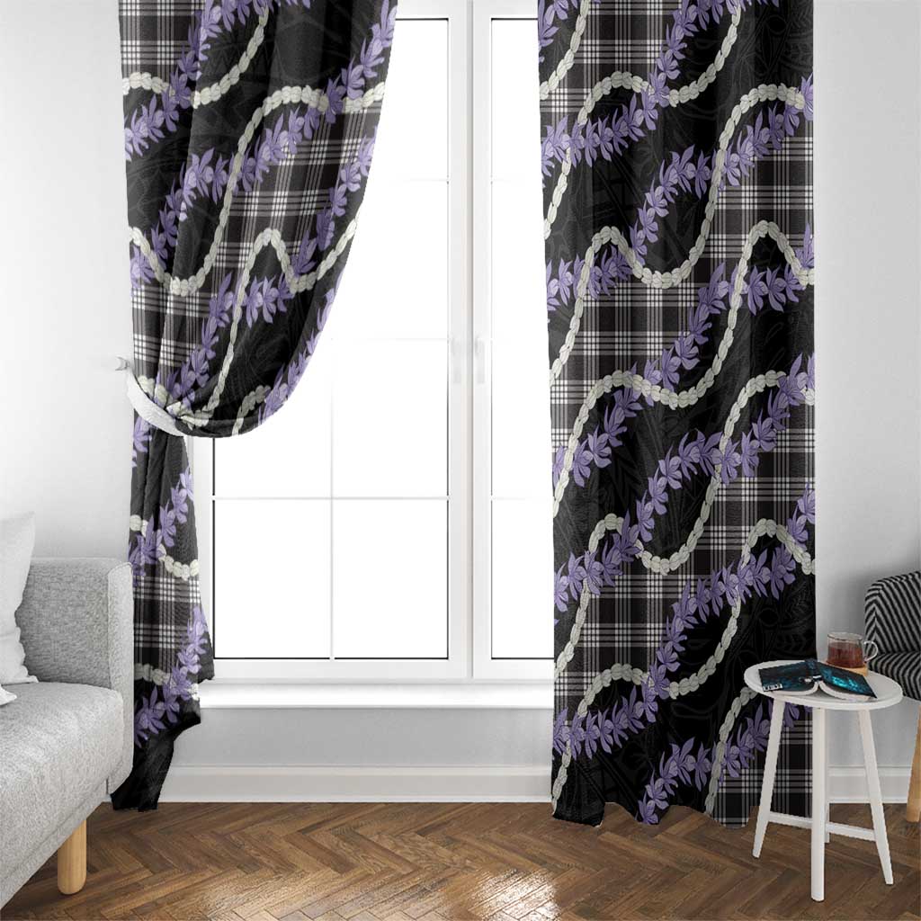Black Hawaii Palaka Honohono Pikake Window Curtain Hawaiian Orchid Lei Polynesian Pattern - Polynesian Pride