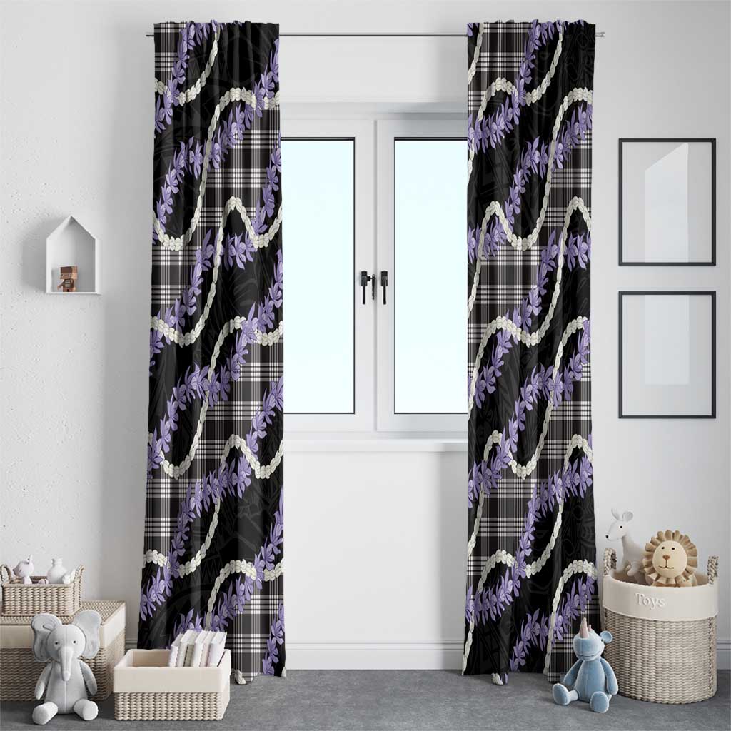 Black Hawaii Palaka Honohono Pikake Window Curtain Hawaiian Orchid Lei Polynesian Pattern - Polynesian Pride