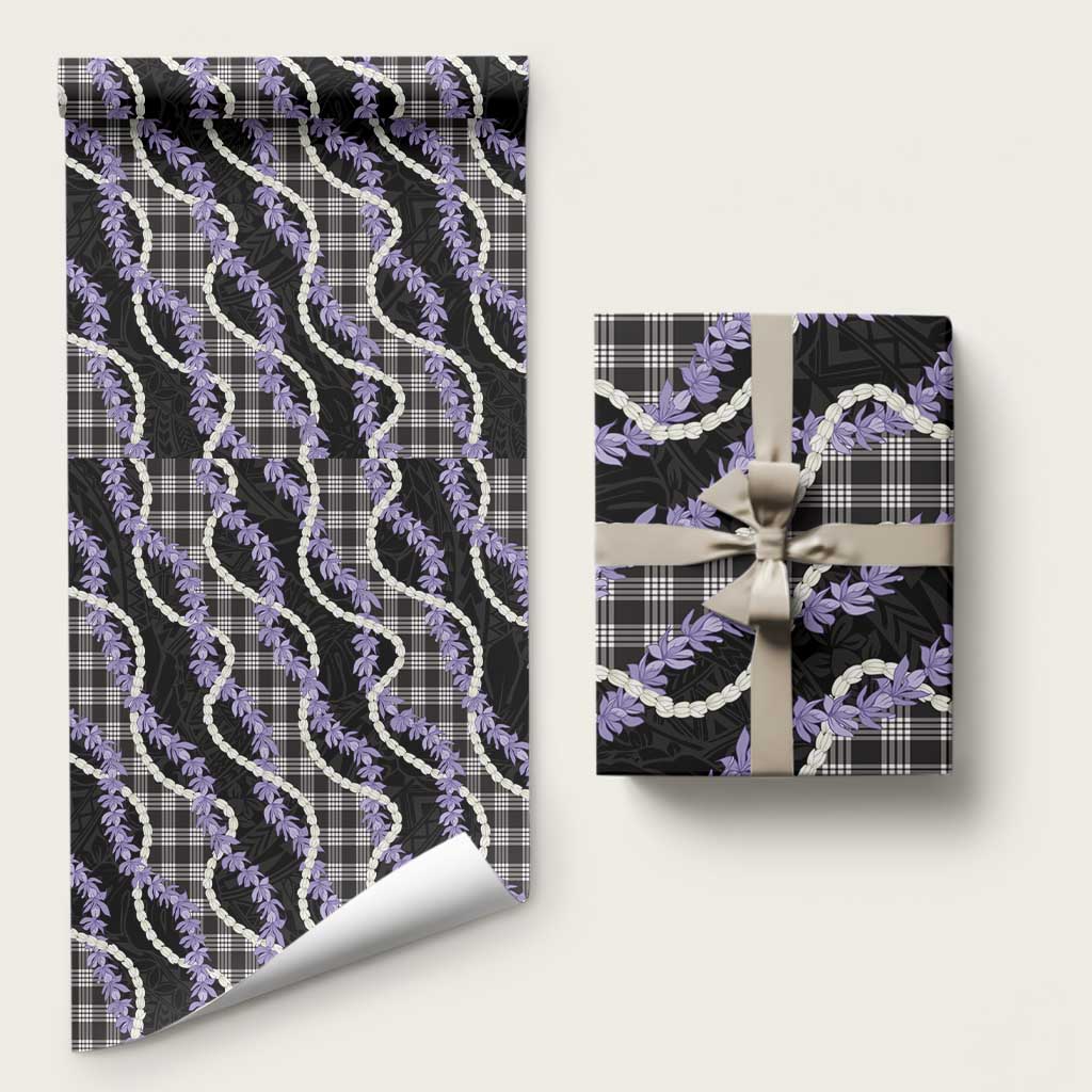Black Hawaii Palaka Honohono Pikake Wrapping Paper Hawaiian Orchid Lei Polynesian Pattern LT14 58" × 23" Black - Polynesian Pride