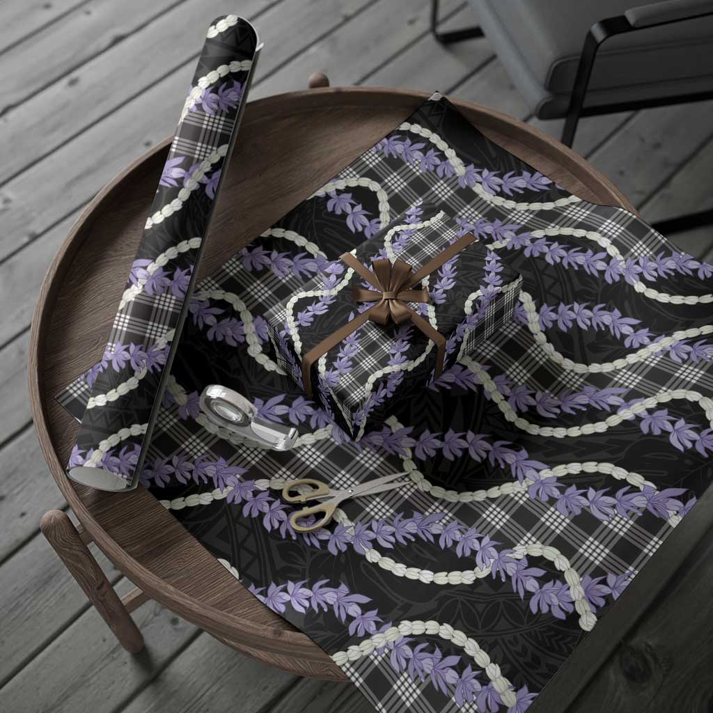 Black Hawaii Palaka Honohono Pikake Wrapping Paper Hawaiian Orchid Lei Polynesian Pattern LT14 - Polynesian Pride