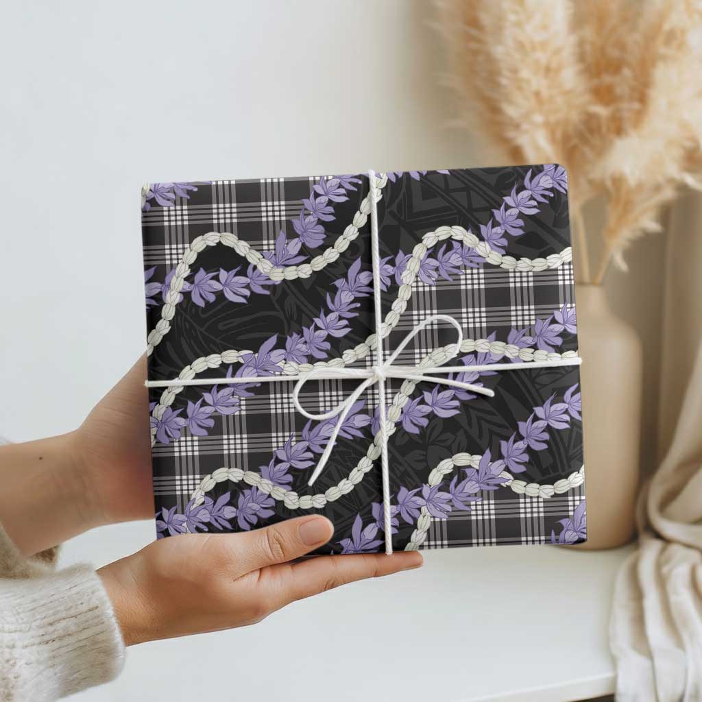 Black Hawaii Palaka Honohono Pikake Wrapping Paper Hawaiian Orchid Lei Polynesian Pattern LT14 - Polynesian Pride