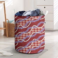 Red Hawaii Palaka Honohono Pikake Laundry Basket Hawaiian Orchid Lei Polynesian Pattern LT14 Red - Polynesian Pride