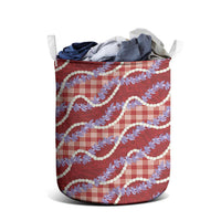 Red Hawaii Palaka Honohono Pikake Laundry Basket Hawaiian Orchid Lei Polynesian Pattern LT14 - Polynesian Pride