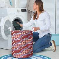 Red Hawaii Palaka Honohono Pikake Laundry Basket Hawaiian Orchid Lei Polynesian Pattern LT14 - Polynesian Pride