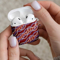 Red Hawaii Palaka Honohono Pikake AirPods Case Hawaiian Orchid Lei Polynesian Pattern - Polynesian Pride