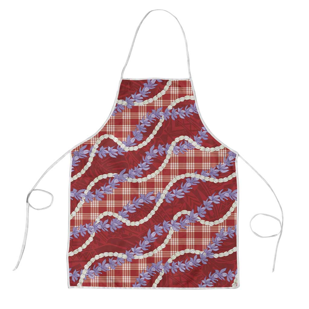 Red Hawaii Palaka Honohono Pikake Apron Hawaiian Orchid Lei Polynesian Pattern - Polynesian Pride