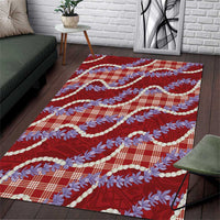 Red Hawaii Palaka Honohono Pikake Area Rug Hawaiian Orchid Lei Polynesian Pattern - Polynesian Pride