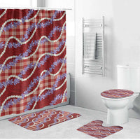 Red Hawaii Palaka Honohono Pikake Bathroom Set Hawaiian Orchid Lei Polynesian Pattern - Polynesian Pride