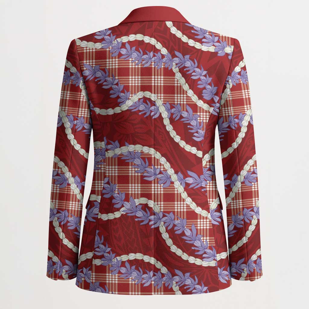 Red Hawaii Palaka Honohono Pikake Blazer Hawaiian Orchid Lei Polynesian Pattern - Polynesian Pride