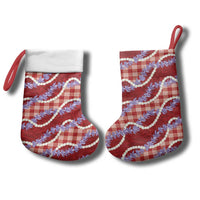 Red Hawaii Palaka Honohono Pikake Christmas Stocking Hawaiian Orchid Lei Polynesian Pattern - Polynesian Pride