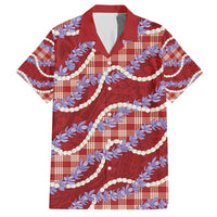 Red Hawaii Palaka Honohono Pikake Hawaiian Shirt Hawaiian Orchid Lei Polynesian Pattern - Polynesian Pride