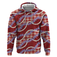 Red Hawaii Palaka Honohono Pikake Hoodie Hawaiian Orchid Lei Polynesian Pattern - Polynesian Pride
