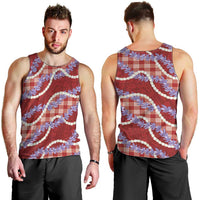 Red Hawaii Palaka Honohono Pikake Men Tank Top Hawaiian Orchid Lei Polynesian Pattern - Polynesian Pride