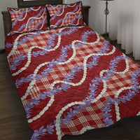 Red Hawaii Palaka Honohono Pikake Quilt Bed Set Hawaiian Orchid Lei Polynesian Pattern - Polynesian Pride