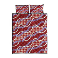 Red Hawaii Palaka Honohono Pikake Quilt Bed Set Hawaiian Orchid Lei Polynesian Pattern - Polynesian Pride