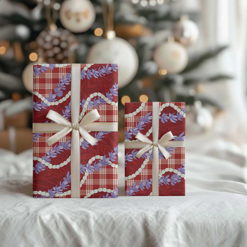 Red Hawaii Palaka Honohono Pikake Wrapping Paper Hawaiian Orchid Lei Polynesian Pattern LT14 - Polynesian Pride