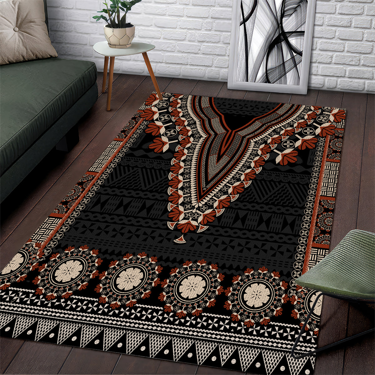Bula Fiji Dashiki Vintage Fijian Masi Tapa Pattern Area Rug LT14 Brown - Polynesian Pride