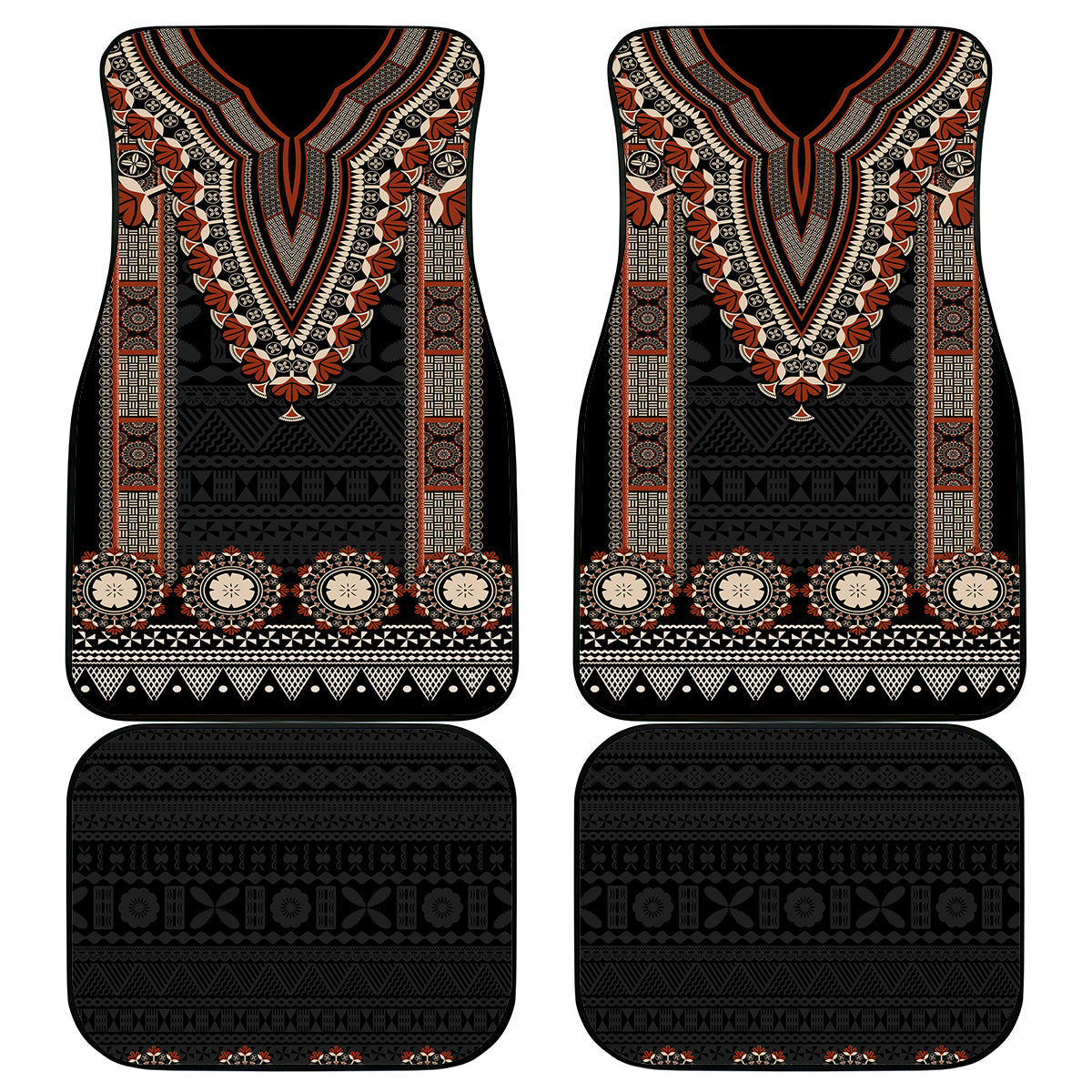 Bula Fiji Dashiki Vintage Fijian Masi Tapa Pattern Car Mats LT14 Brown - Polynesian Pride