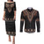 Bula Fiji Dashiki Vintage Fijian Masi Tapa Pattern Couples Matching Puletasi Dress and Long Sleeve Button Shirt LT14 Brown - Polynesian Pride