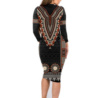 Bula Fiji Dashiki Vintage Fijian Masi Tapa Pattern Family Matching Long Sleeve Bodycon Dress and Hawaiian Shirt LT14 - Polynesian Pride