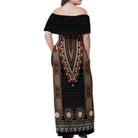 Bula Fiji Dashiki Vintage Fijian Masi Tapa Pattern Family Matching Off Shoulder Maxi Dress and Hawaiian Shirt LT14 - Polynesian Pride
