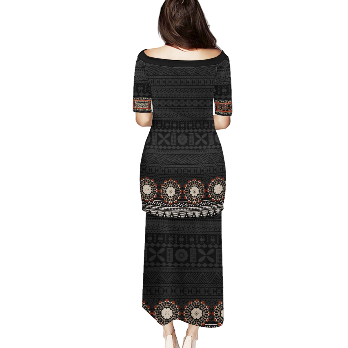 Bula Fiji Dashiki Vintage Fijian Masi Tapa Pattern Family Matching Puletasi Dress and Hawaiian Shirt LT14 - Polynesian Pride