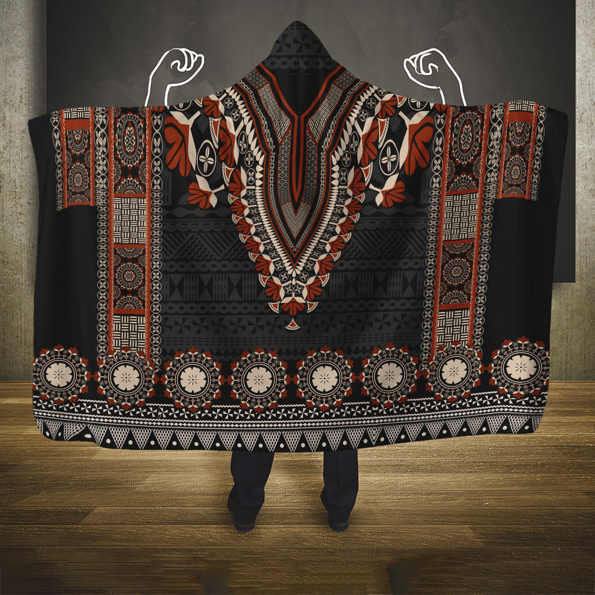 Bula Fiji Dashiki Vintage Fijian Masi Tapa Pattern Hooded Blanket LT14 One Size Brown - Polynesian Pride