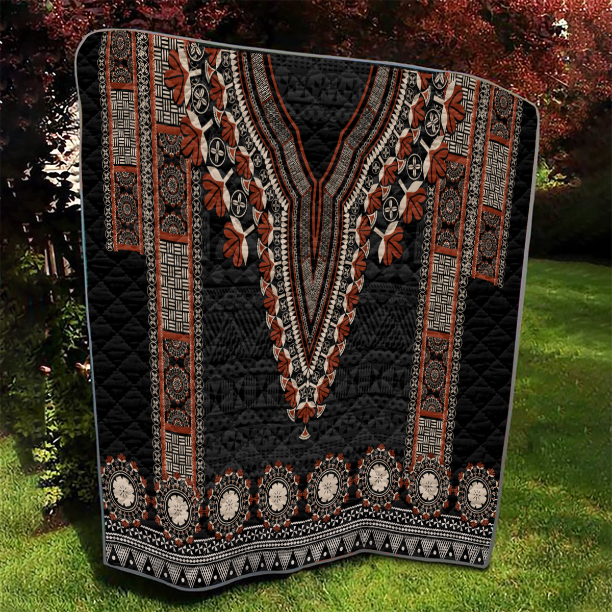 Bula Fiji Dashiki Vintage Fijian Masi Tapa Pattern Quilt LT14 - Polynesian Pride